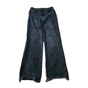 Judy Blue Jeans 29 Best Day Button Fly High Rise Straight Leg Dark Wash Raw Hem